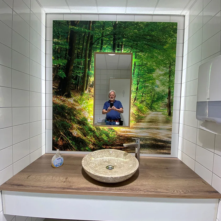 Waschtisch Fotodruck, Spiegel hinterleuchtet